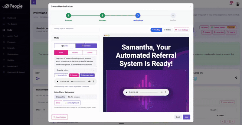 Video and voice invites preview